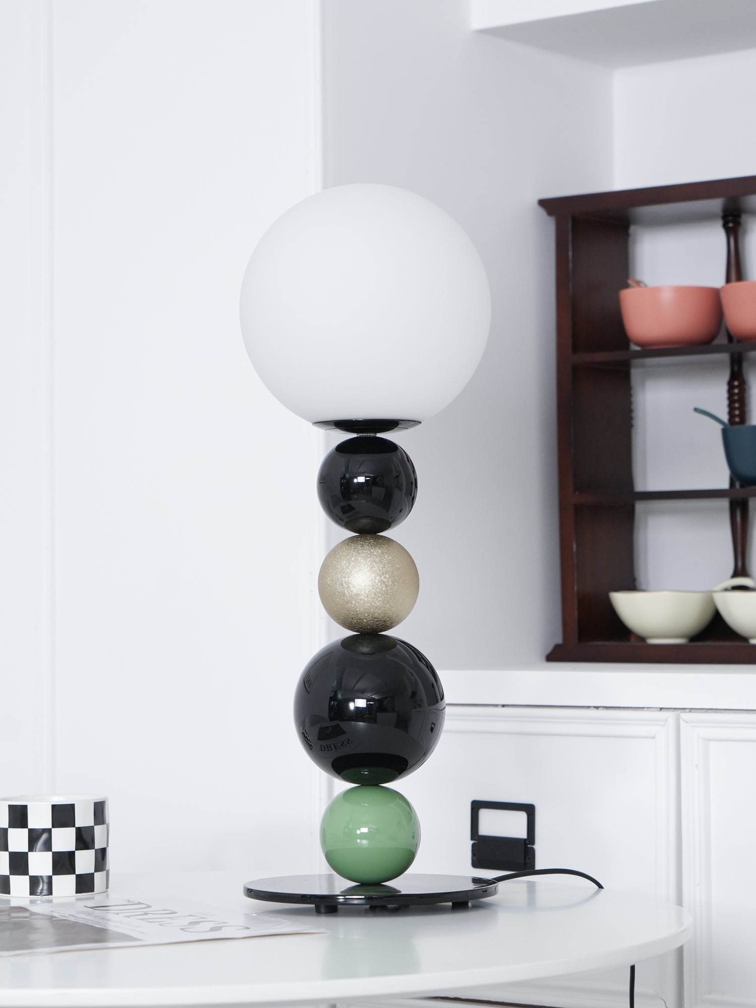 Modern Stacked Sphere Glass Table Lamp Contemporary Globe Accent Light for Bedside Decor