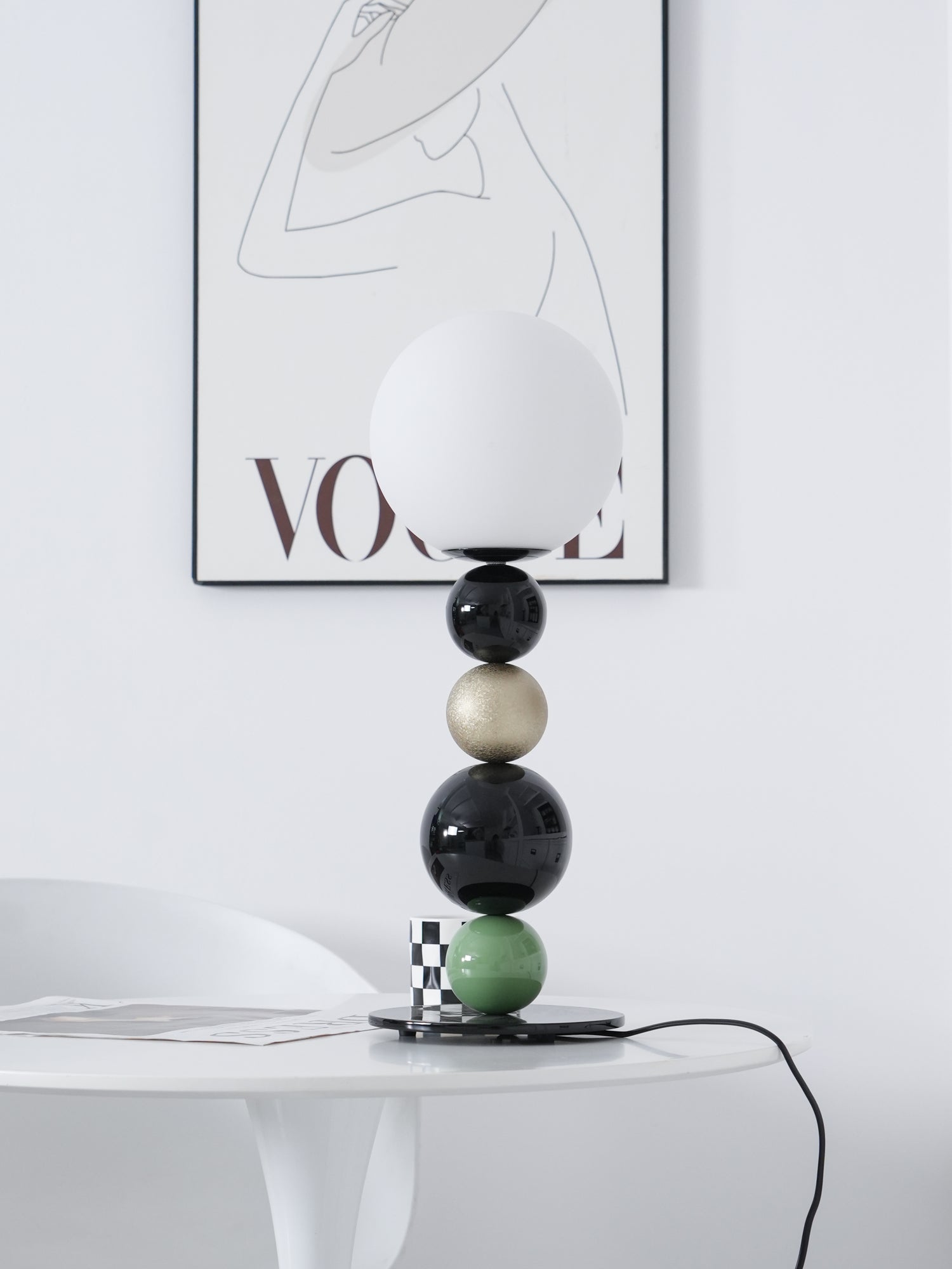 Modern Stacked Sphere Glass Table Lamp Contemporary Globe Accent Light for Bedside Decor