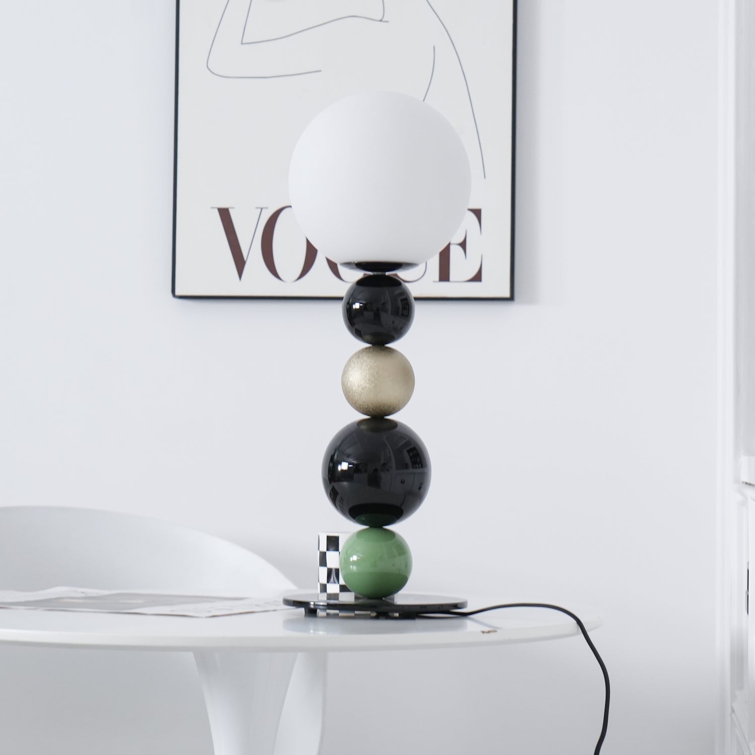 Modern Stacked Sphere Glass Table Lamp Contemporary Globe Accent Light for Bedside Decor