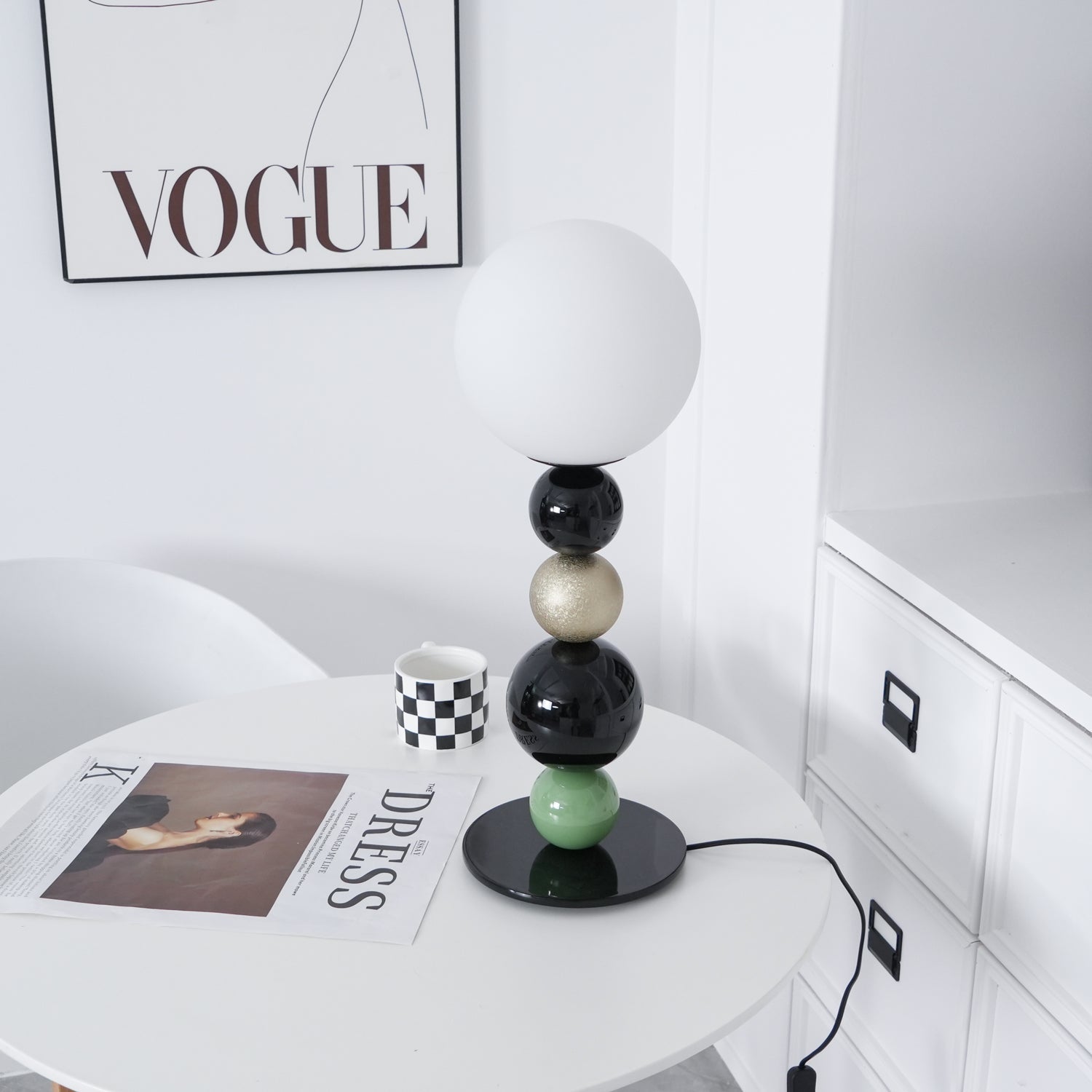 Modern Stacked Sphere Glass Table Lamp Contemporary Globe Accent Light for Bedside Decor