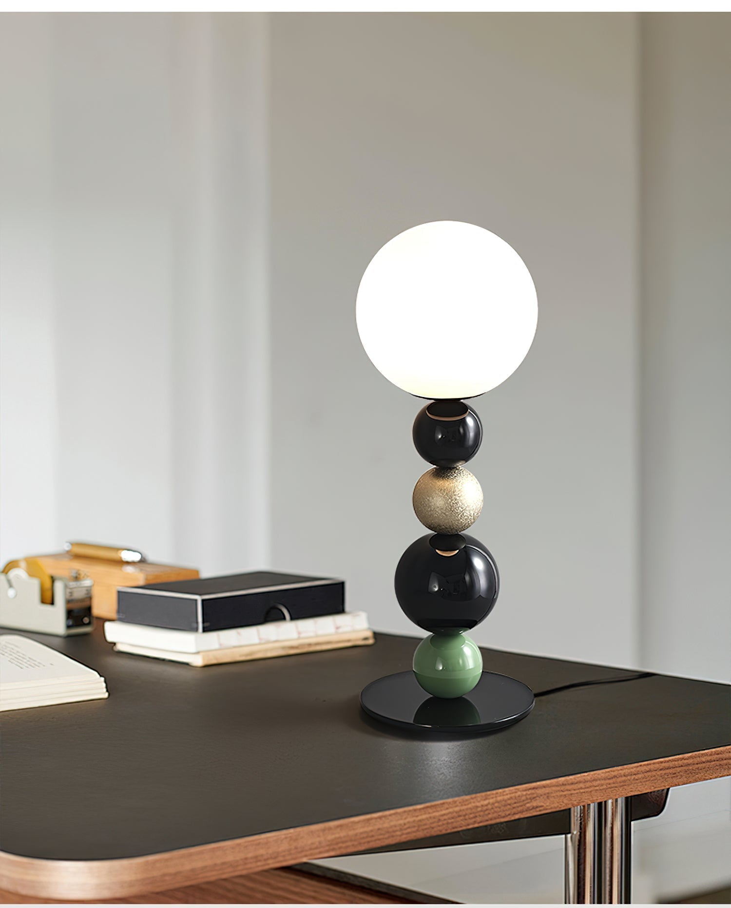 Modern Stacked Sphere Glass Table Lamp Contemporary Globe Accent Light for Bedside Decor