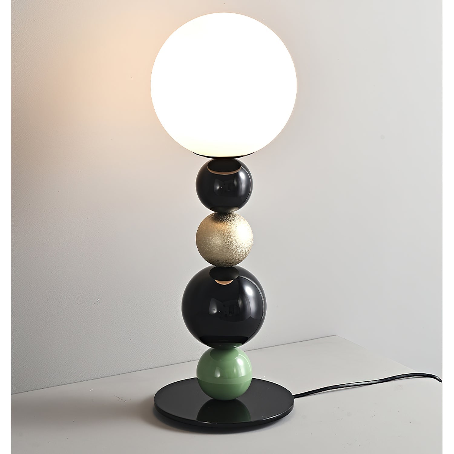 Modern Stacked Sphere Glass Table Lamp Contemporary Globe Accent Light for Bedside Decor