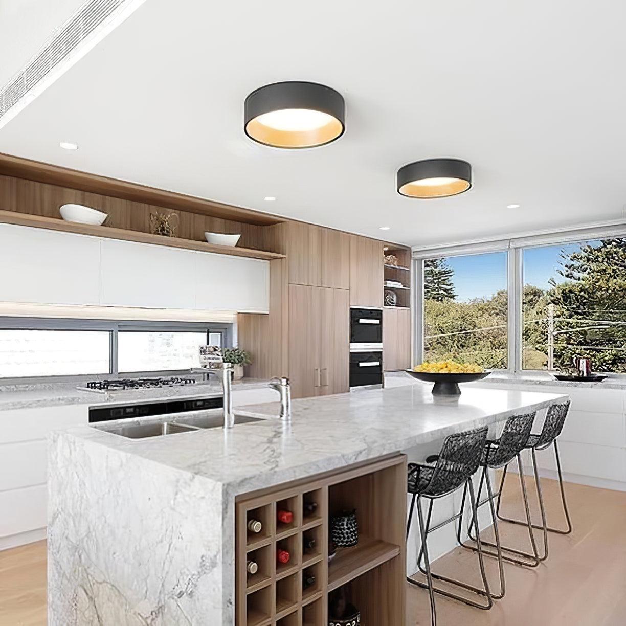 Modern Round LED Flush Mount Ceiling Light with Aluminum Metal Frame for Indoor Living Areas