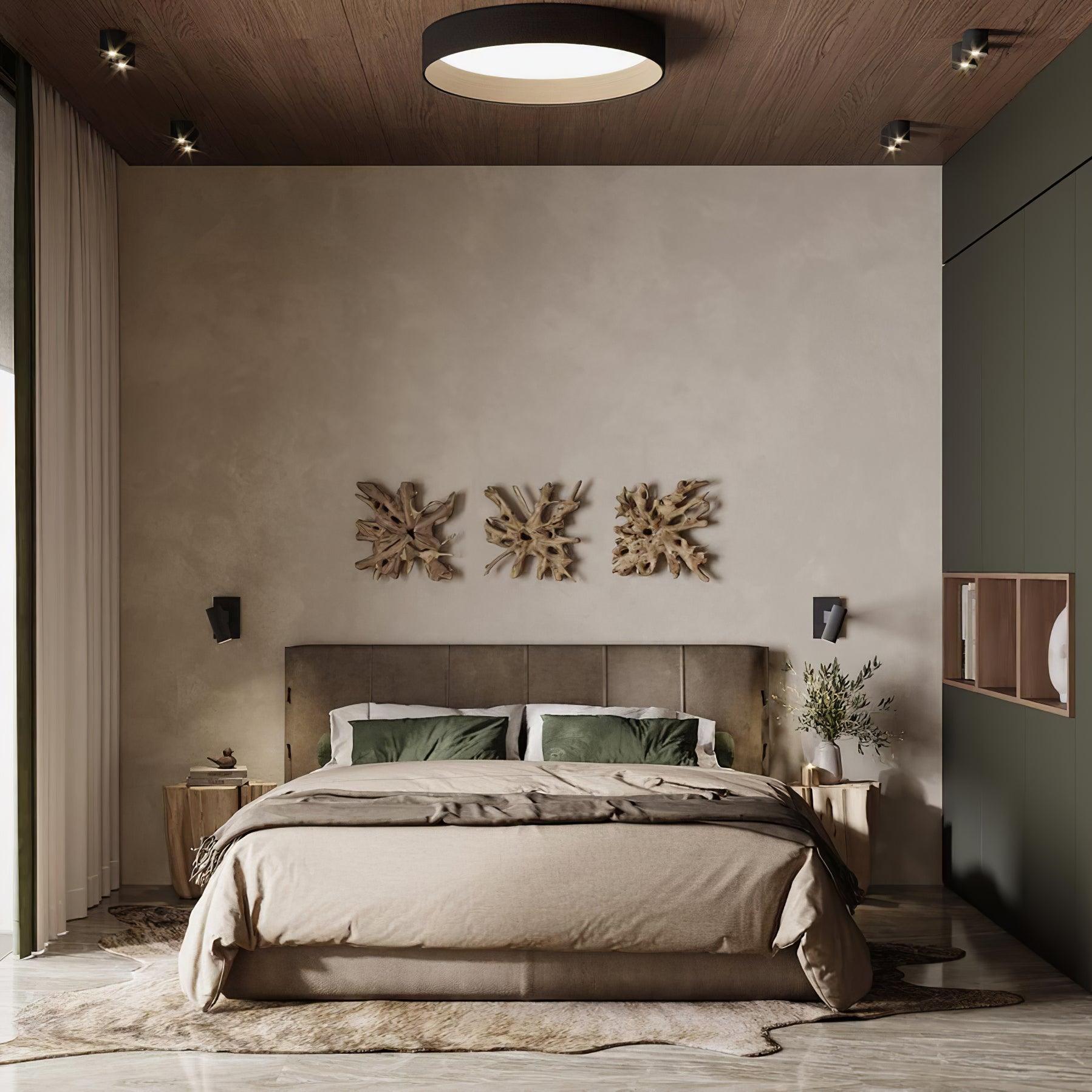 Modern Round LED Flush Mount Ceiling Light with Aluminum Metal Frame for Indoor Living Areas