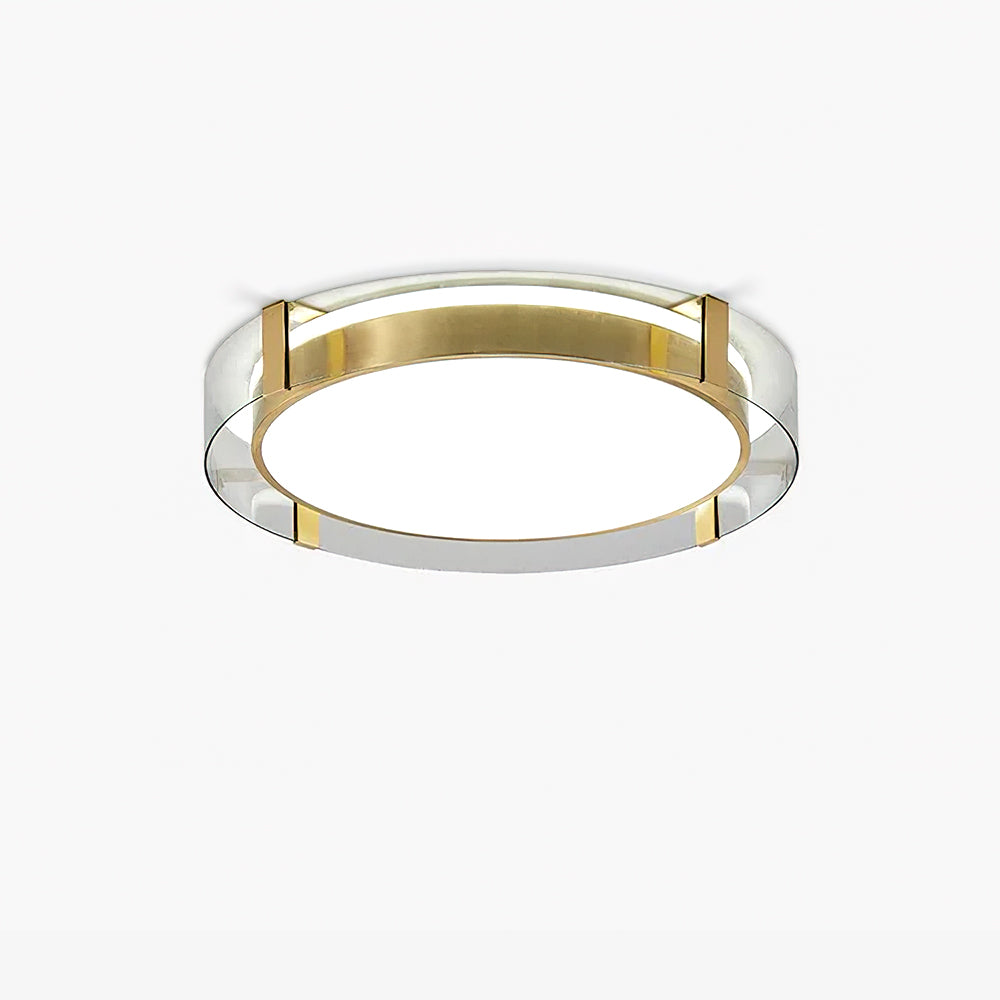 Modern Gold LED Flush Mount Ceiling Light Round Minimalist Glass Fixture for Living Spaces