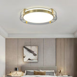 Modern Gold LED Flush Mount Ceiling Light Round Minimalist Glass Fixture for Living Spaces