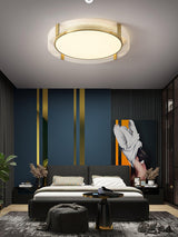Modern Gold LED Flush Mount Ceiling Light Round Minimalist Glass Fixture for Living Spaces