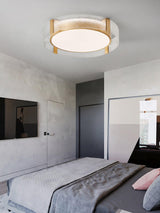 Modern Gold LED Flush Mount Ceiling Light Round Minimalist Glass Fixture for Living Spaces