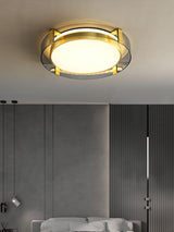Modern Gold LED Flush Mount Ceiling Light Round Minimalist Glass Fixture for Living Spaces