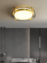 Modern Gold LED Flush Mount Ceiling Light Round Minimalist Glass Fixture for Living Spaces