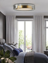 Modern Gold LED Flush Mount Ceiling Light Round Minimalist Glass Fixture for Living Spaces