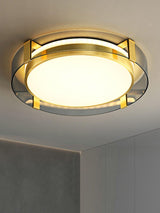Modern Gold LED Flush Mount Ceiling Light Round Minimalist Glass Fixture for Living Spaces