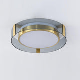 Modern Gold LED Flush Mount Ceiling Light Round Minimalist Glass Fixture for Living Spaces
