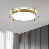 Modern Gold LED Flush Mount Ceiling Light Round Minimalist Glass Fixture for Living Spaces