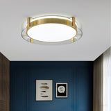 Modern Gold LED Flush Mount Ceiling Light Round Minimalist Glass Fixture for Living Spaces