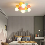 Modern Colorful Macaron Ceiling Lamp Round Glass Globe Flush Mount Light Fixture