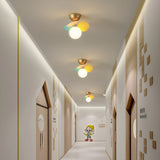 Modern Colorful Macaron Ceiling Lamp Round Glass Globe Flush Mount Light Fixture