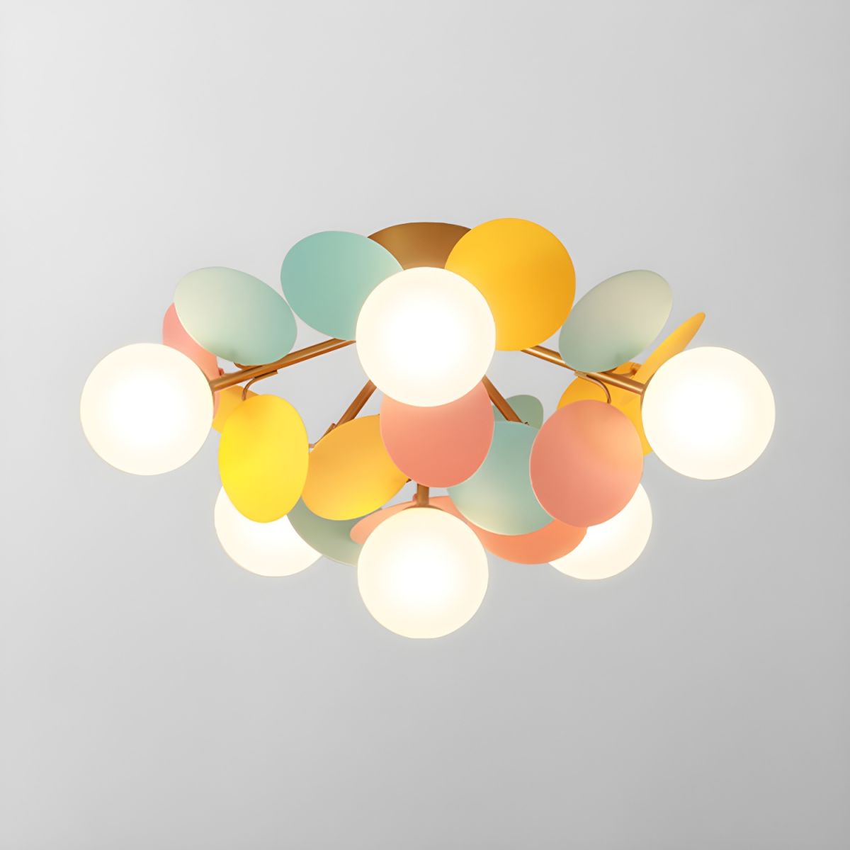 Modern Colorful Macaron Ceiling Lamp Round Glass Globe Flush Mount Light Fixture
