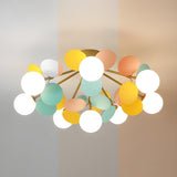 Modern Colorful Macaron Ceiling Lamp Round Glass Globe Flush Mount Light Fixture
