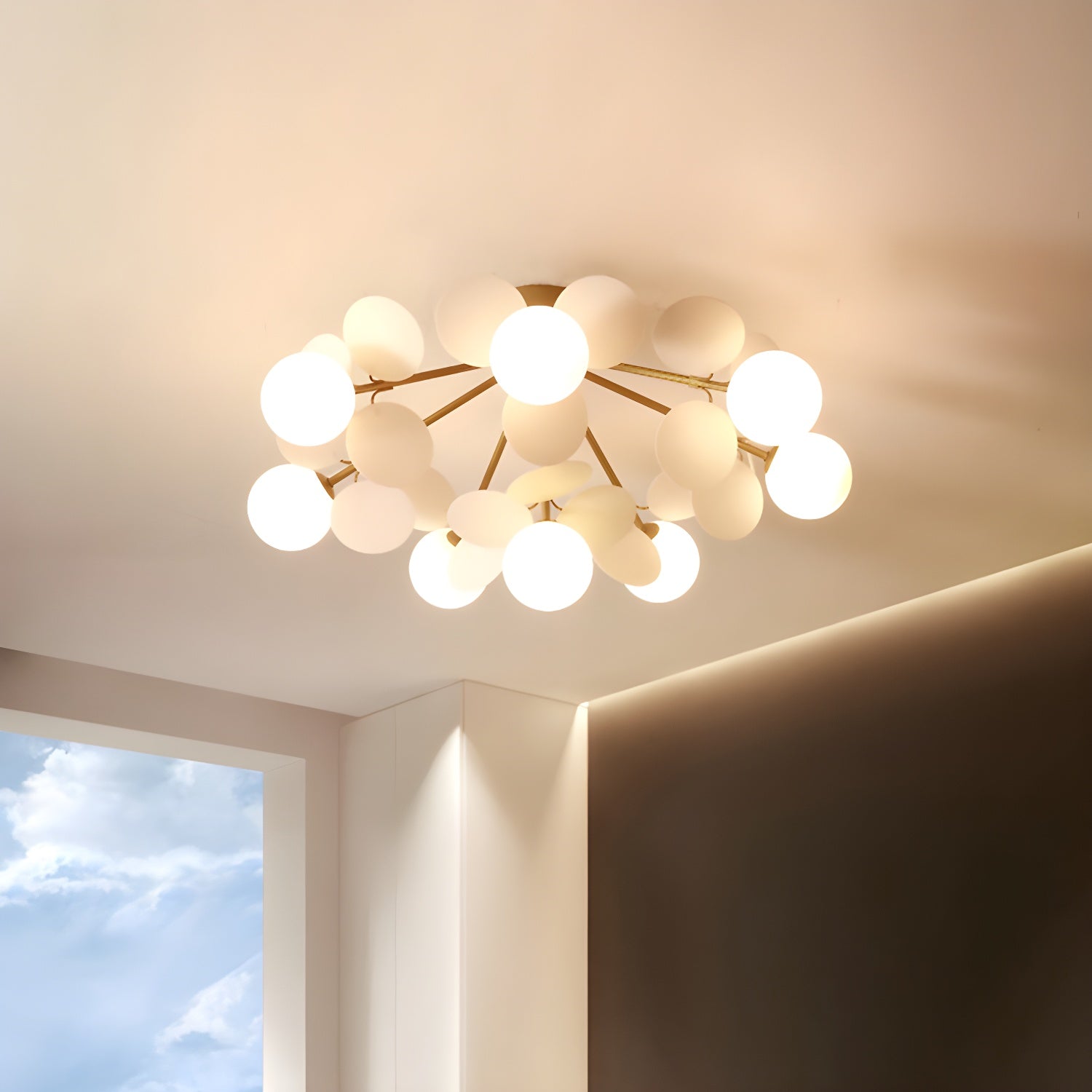 Modern Colorful Macaron Ceiling Lamp Round Glass Globe Flush Mount Light Fixture
