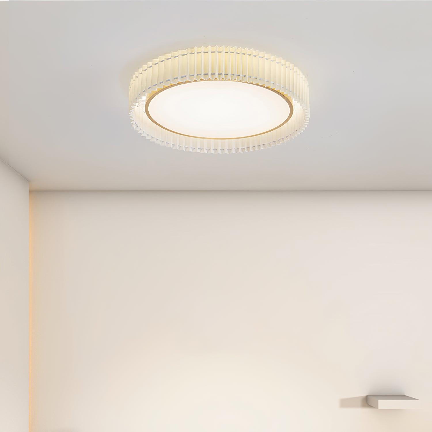 Modern Pleated Fabric Flush Mount LED Ceiling Light for Living Room Bedroom