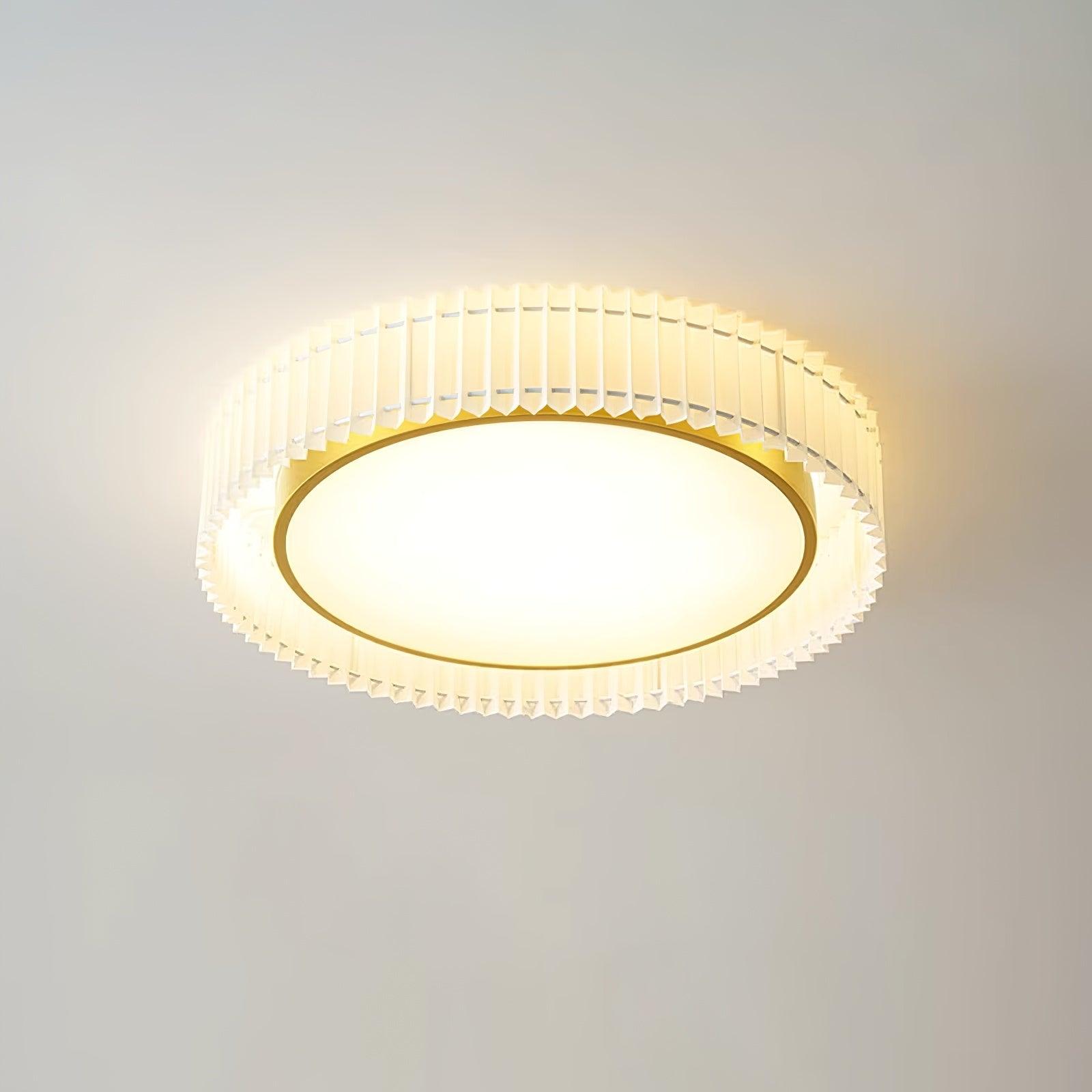 Modern Pleated Fabric Flush Mount LED Ceiling Light for Living Room Bedroom