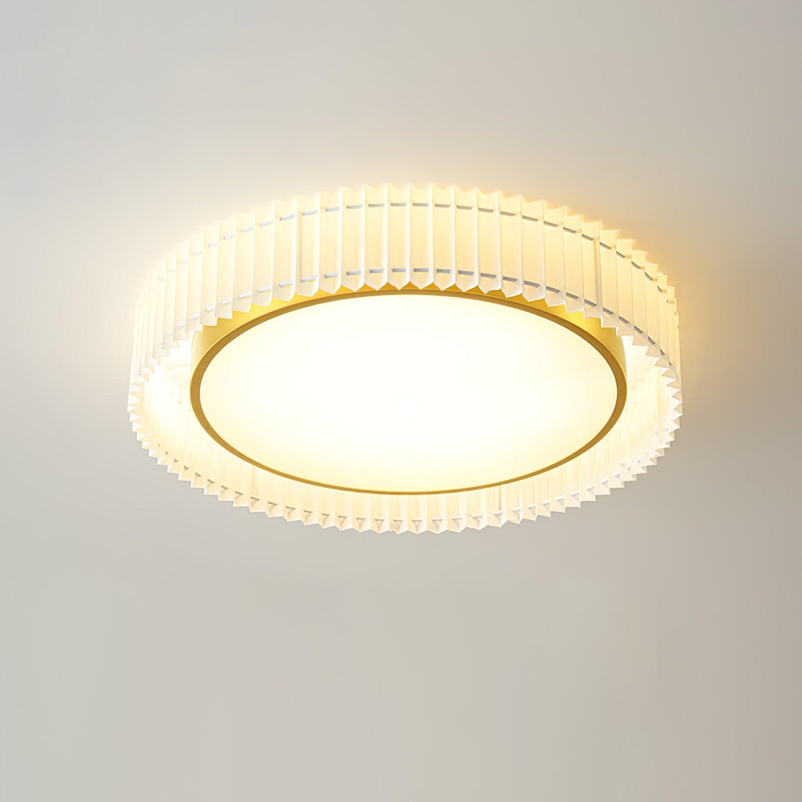 Modern Pleated Fabric Flush Mount LED Ceiling Light for Living Room Bedroom