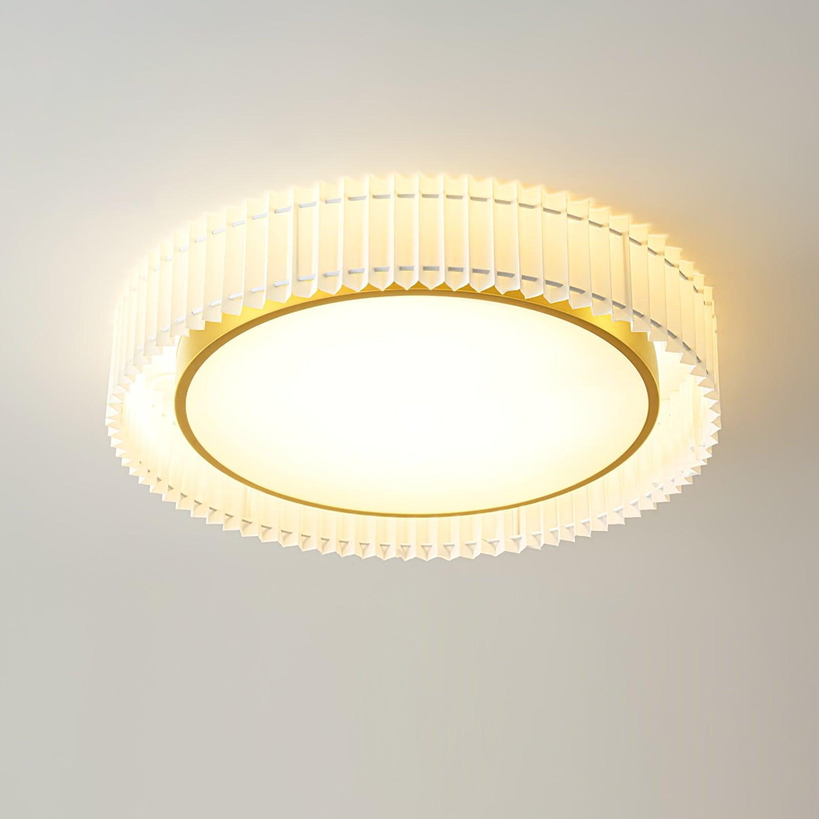 Modern Pleated Fabric Flush Mount LED Ceiling Light for Living Room Bedroom