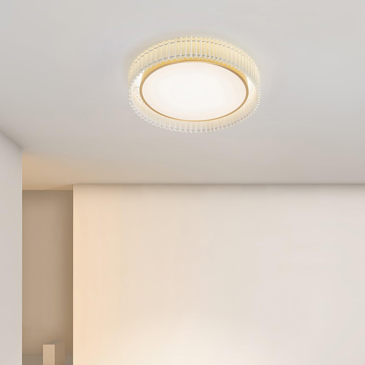 Modern Pleated Fabric Flush Mount LED Ceiling Light for Living Room Bedroom