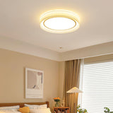 Modern Pleated Fabric Flush Mount LED Ceiling Light for Living Room Bedroom
