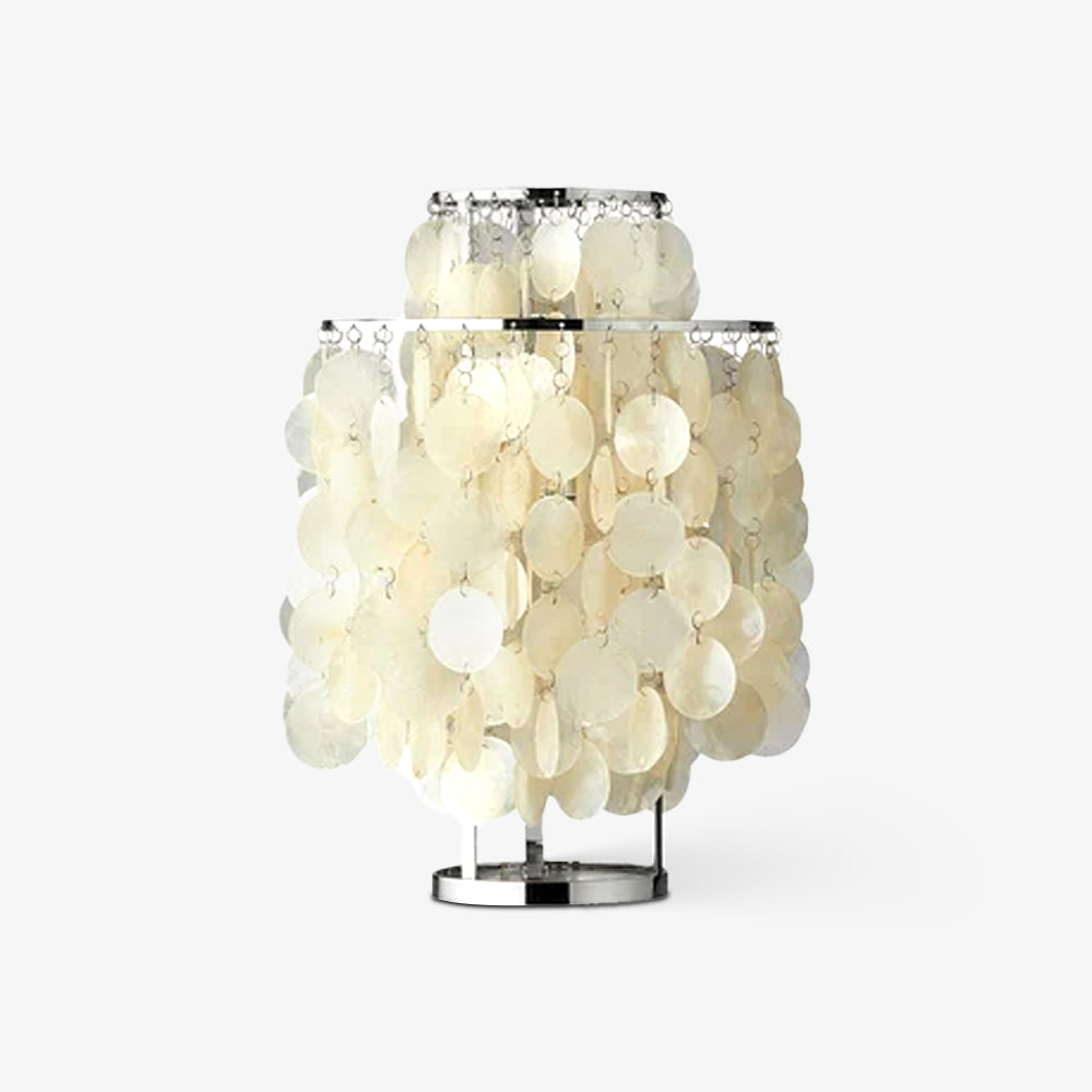 Natural Mother of Pearl Shell Table Lamp Round Coastal Bedside Light for Modern Interiors