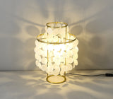 Natural Mother of Pearl Shell Table Lamp Round Coastal Bedside Light for Modern Interiors