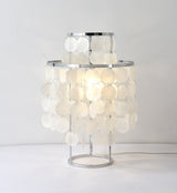 Natural Mother of Pearl Shell Table Lamp Round Coastal Bedside Light for Modern Interiors