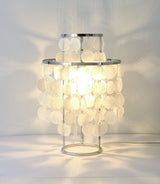Natural Mother of Pearl Shell Table Lamp Round Coastal Bedside Light for Modern Interiors