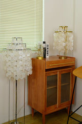 Natural Mother of Pearl Shell Table Lamp Round Coastal Bedside Light for Modern Interiors
