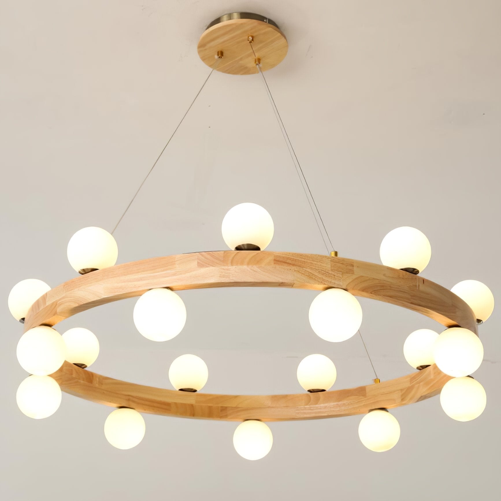 modern-rubber-wood-circle-chandelier-with-white-glass-globe-shades-for-living-room
