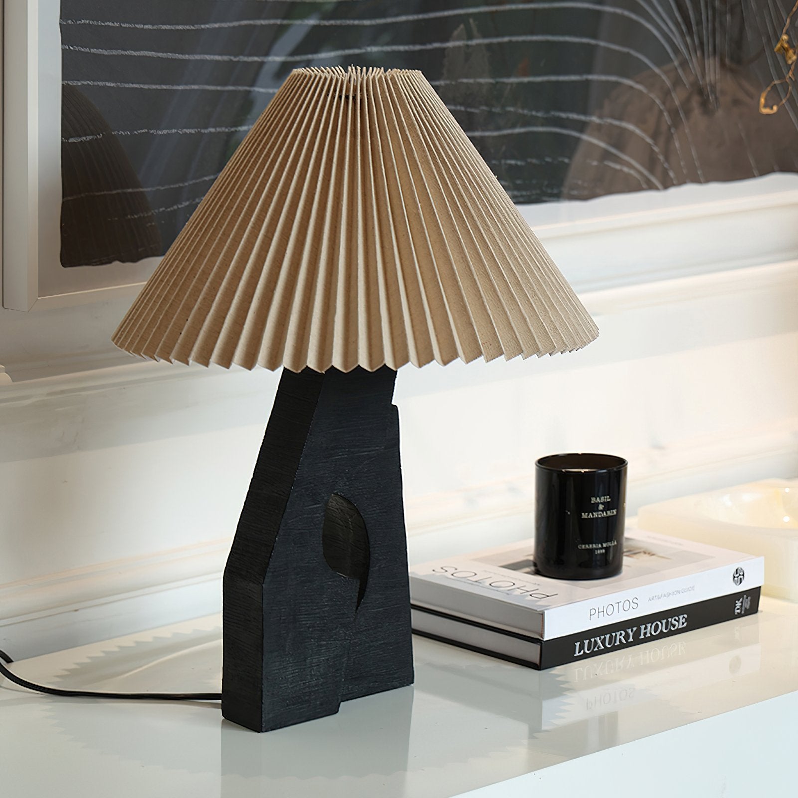 artistic-ruins-sculptural-resin-table-lamp-with-pleated-linen-shade-for-living-room