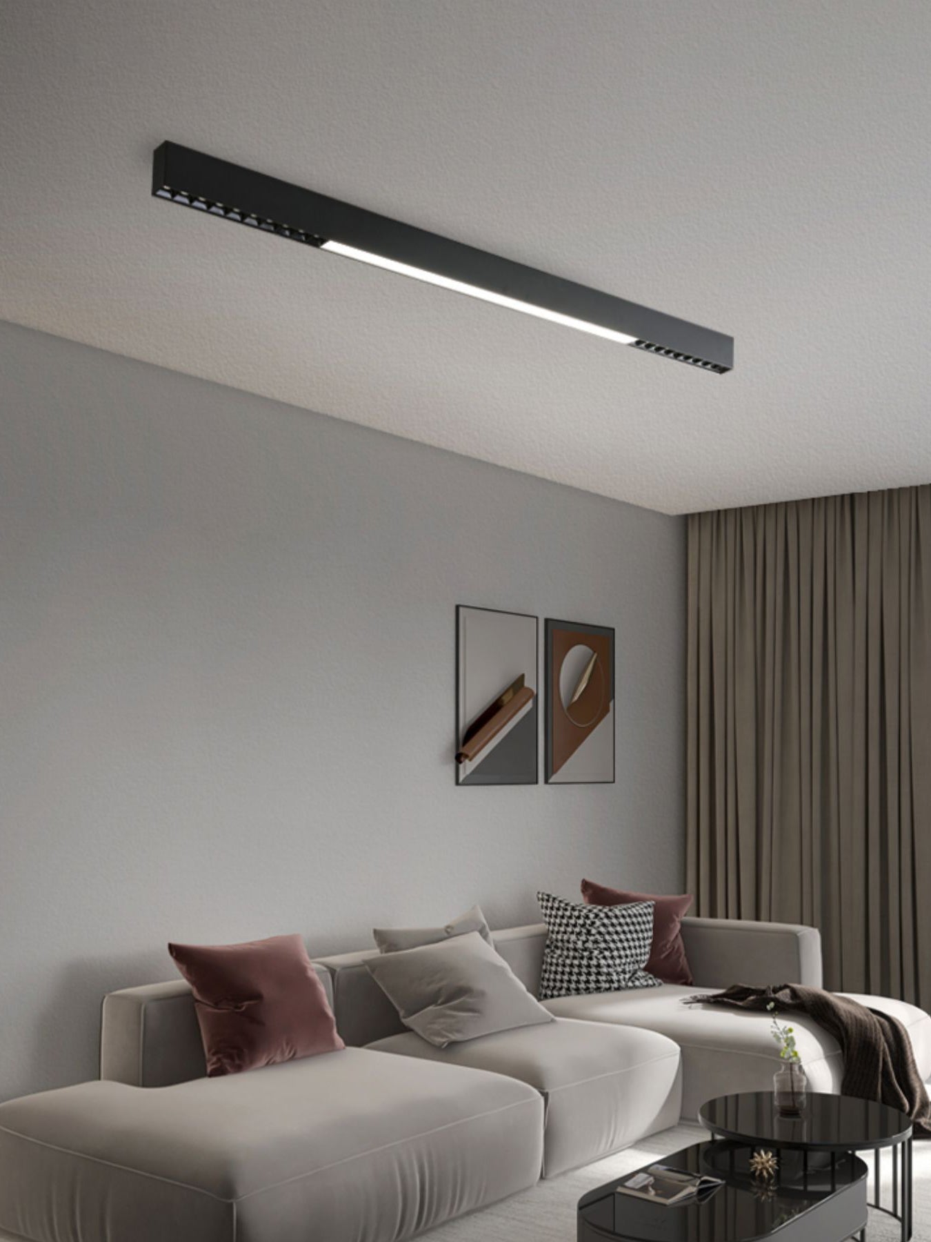 Modern Linear Magnetic Floating LED Ceiling Light with Minimalist Aluminum Design