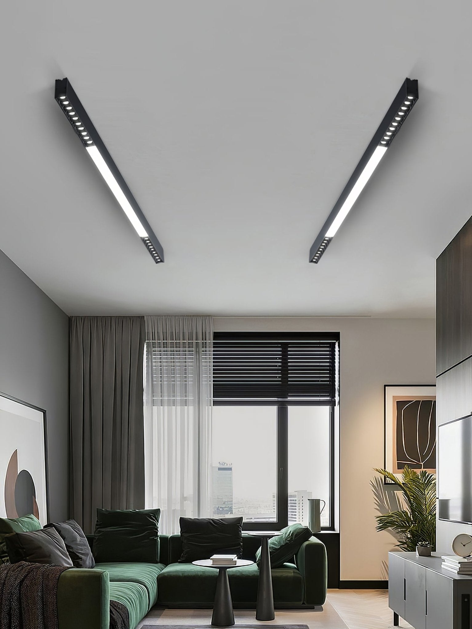 Modern Linear Magnetic Floating LED Ceiling Light with Minimalist Aluminum Design