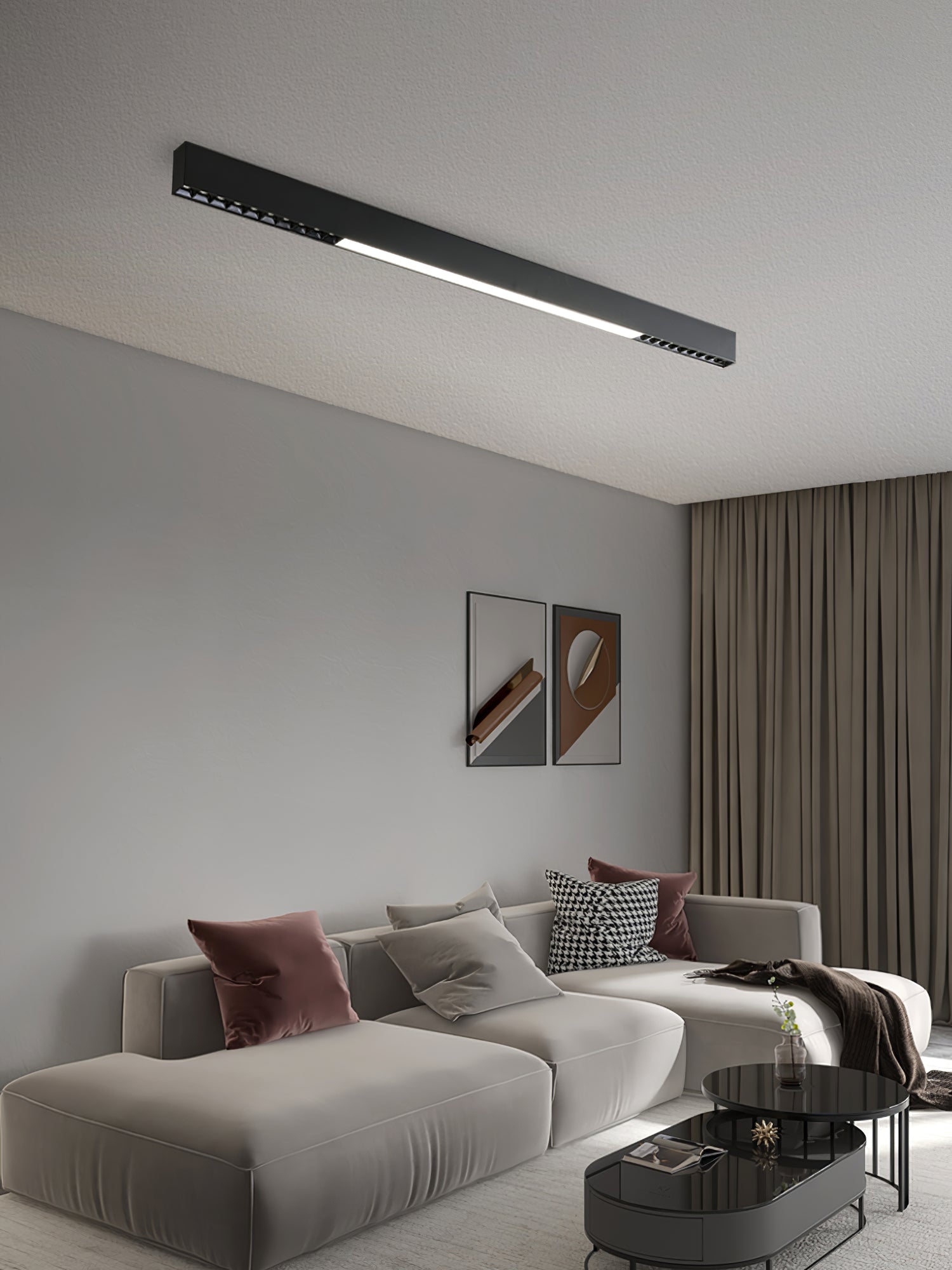 Modern Linear Magnetic Floating LED Ceiling Light with Minimalist Aluminum Design