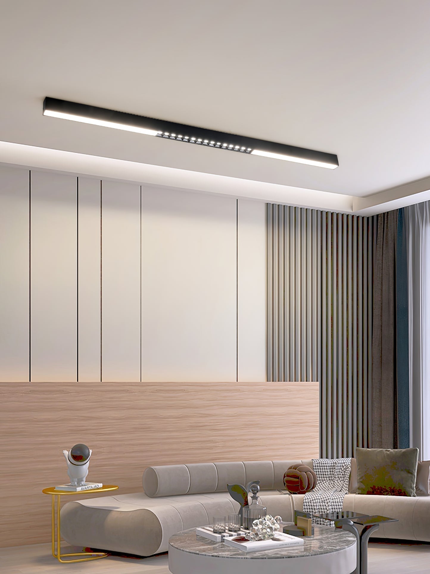 Modern Linear Magnetic Floating LED Ceiling Light with Minimalist Aluminum Design