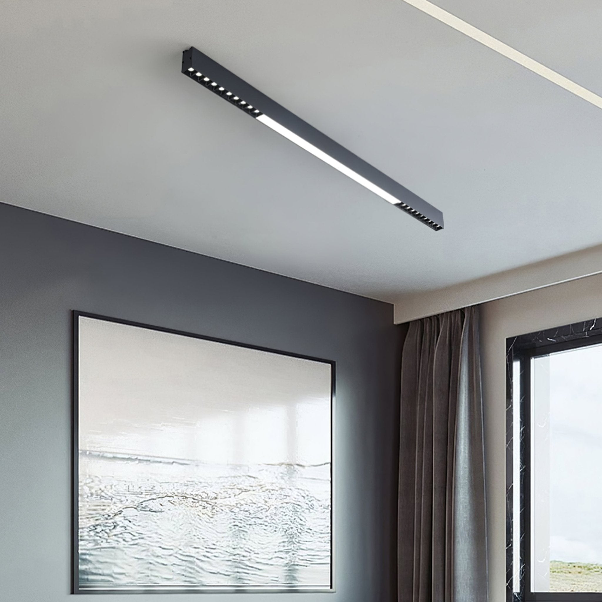 Modern Linear Magnetic Floating LED Ceiling Light with Minimalist Aluminum Design