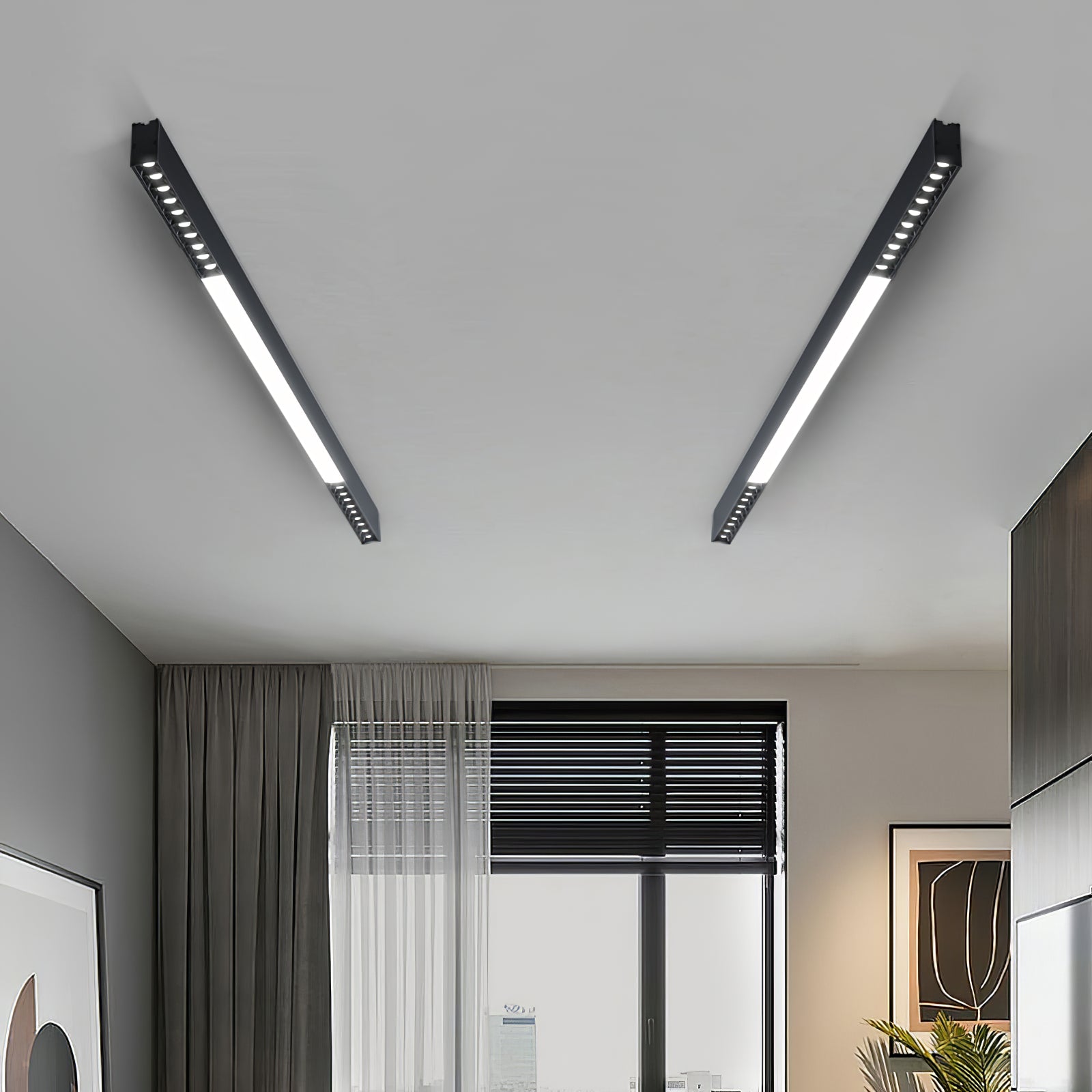 Modern Linear Magnetic Floating LED Ceiling Light with Minimalist Aluminum Design