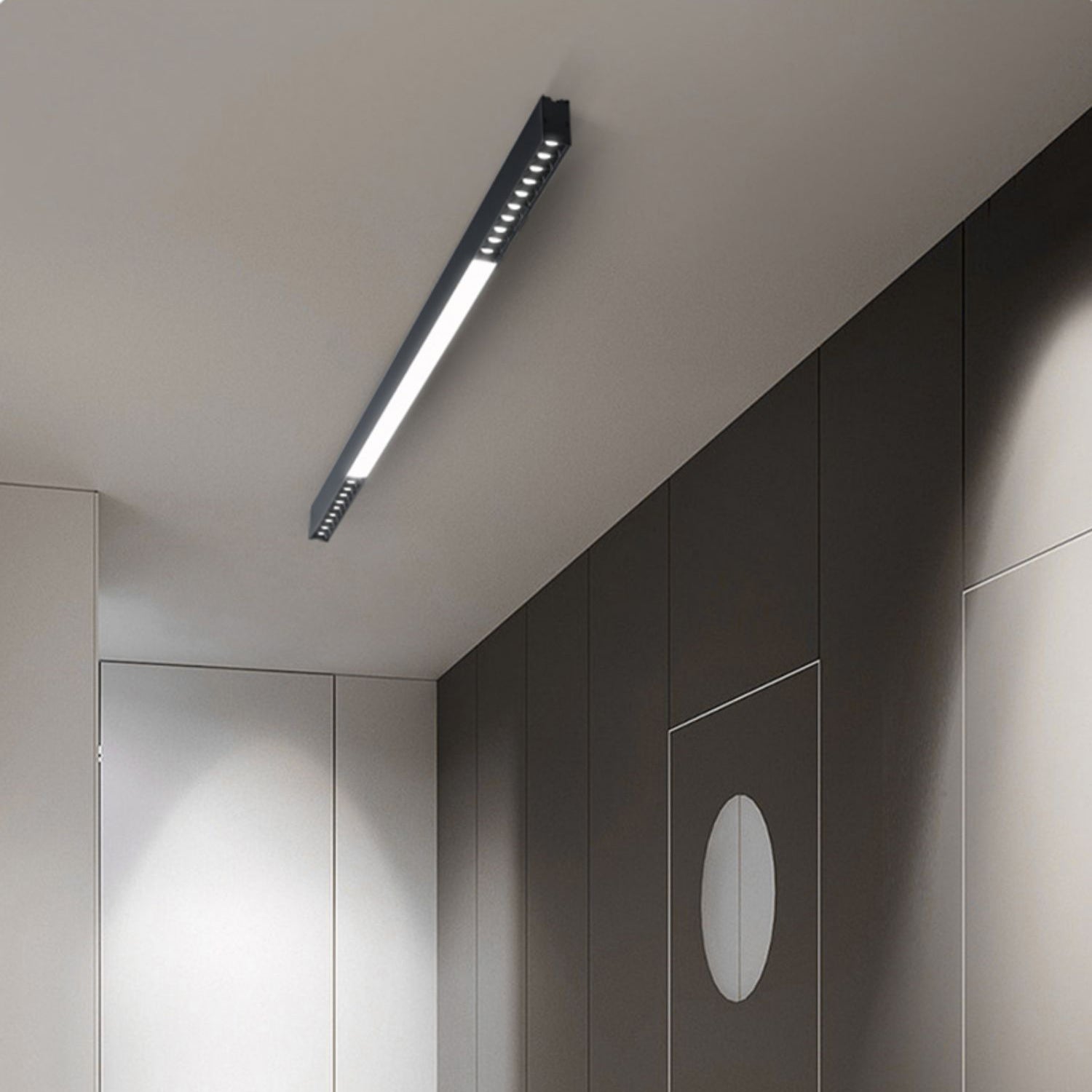 Modern Linear Magnetic Floating LED Ceiling Light with Minimalist Aluminum Design