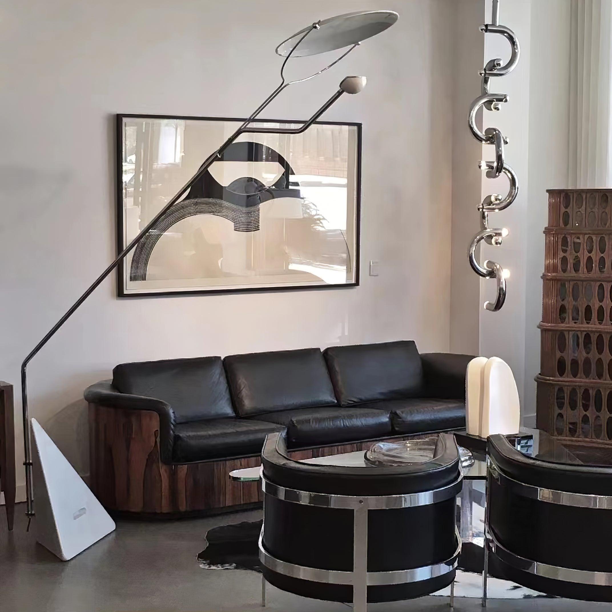 Salocchi Modern Arched Marble Floor Lamp with Integrated LED Standing Lighting for Indoor Spaces