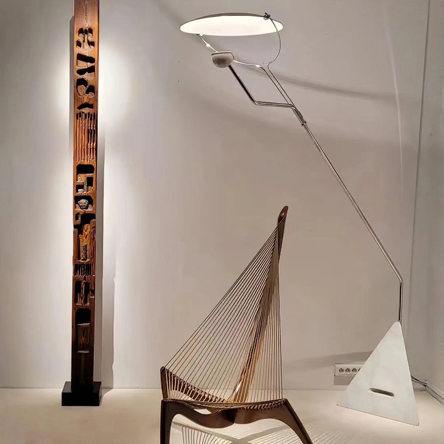 Salocchi Modern Arched Marble Floor Lamp with Integrated LED Standing Lighting for Indoor Spaces