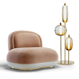 Modern Hand Blown Glass LED Floor Standing Lamp with Gold Metal Frame for Living Room Reading