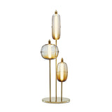 Modern Hand Blown Glass LED Floor Standing Lamp with Gold Metal Frame for Living Room Reading