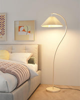 modern-arched-standing-floor-lamp-with-pleated-fabric-shade-in-cream-finish
