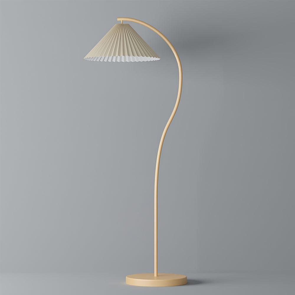 modern-arched-standing-floor-lamp-with-pleated-fabric-shade-in-cream-finish